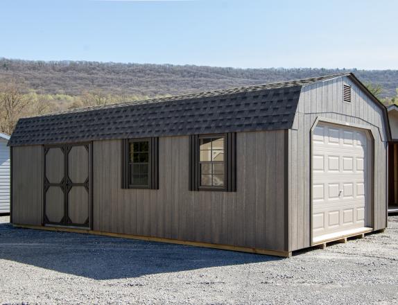 14x28 Gambrel Barn Style Single-Car Garage with LP Engineered Siding at Pine Creek Structures