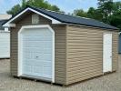 10 x 16 Front Entry Vinyl Peak Shed w/ Garage Door in stock