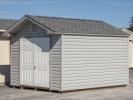 10x12 Front Entry Peak Style Storage Shed with Harbor Stone Grey Vinyl Siding